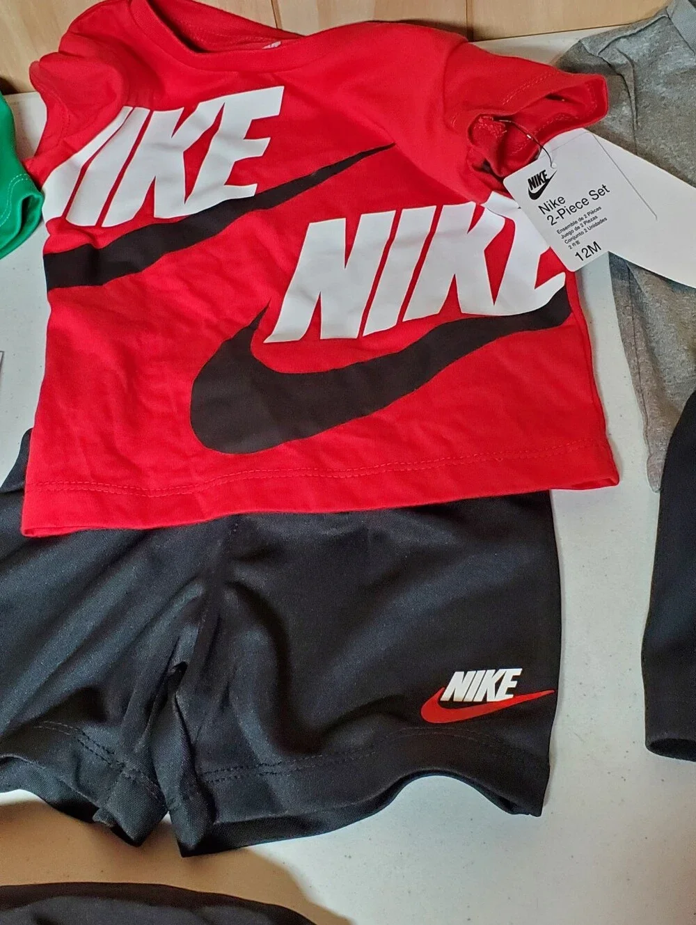 NWT Nike 12mos Baby Boy Red/Black Split Futura T-Shirt & Shorts Set